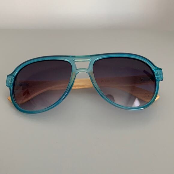 Blue aviator sunglasses bamboo - Picture 1 of 5